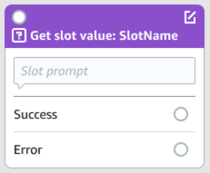 
                                    Un bloque de valor de slot en el generador visual de conversaciones 
                                