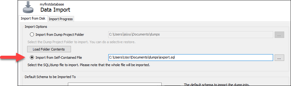 Importación de un archivo .SQL autónomo