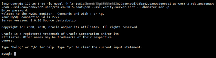 Conexión a la base de datos de MySQL.