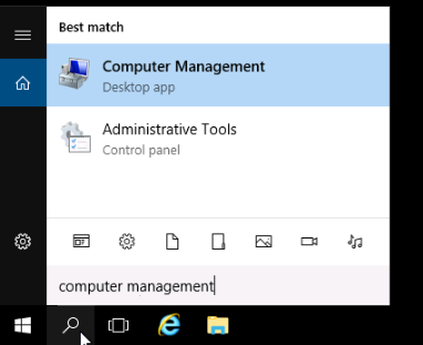 Administración de equipos en una instancia de Windows.