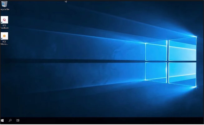El fondo de escritorio de una instancia de Lightsail Windows en la aplicación Microsoft Remote Desktop.