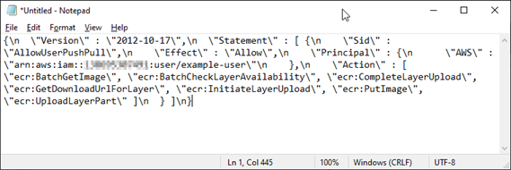 Ejemplo de archivo JSON de declaración de política