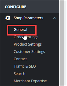 Parámetros generales del panel PrestaShop de navegación