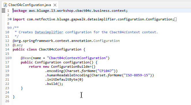 Ejemplo de configuración en Java.