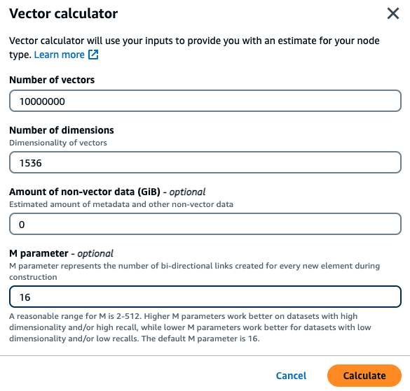 La calculadora vectorial recomienda el tipo de nodo, en función de la entrada de la calculadora.