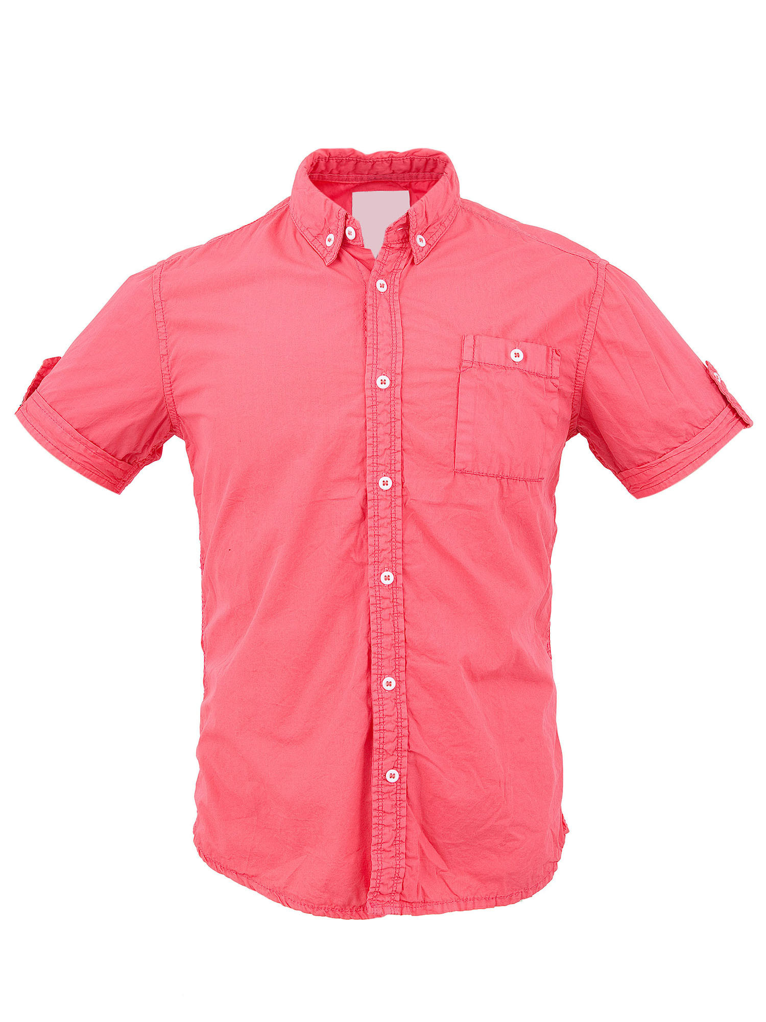 Una camisa rosa-roja con botones.