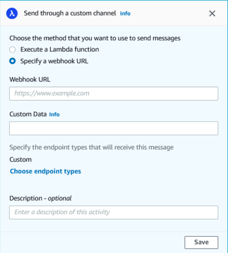 Un ejemplo de cómo configurar una actividad de webhook.