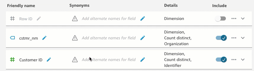 Imagen del cambio de nombre de un campo.