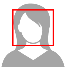 Icono de perfil con la cara resaltada en un cuadrado rojo.