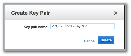 
	                La ventana Create Key Pair (Crear par de claves).
	              