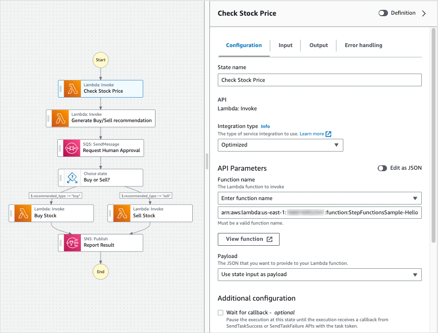 Panel de configuración Inspector de Workflow Studio