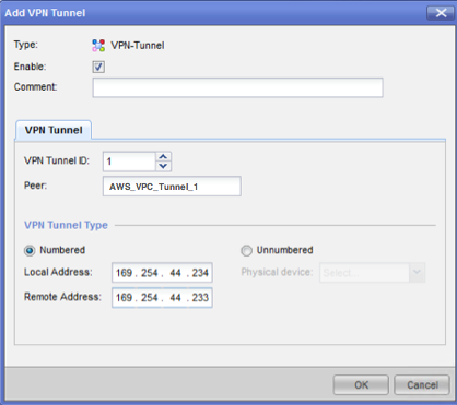 Cuadro de diálogo Add VPN Tunnel (Agregar túnel de VPN) de Check Point