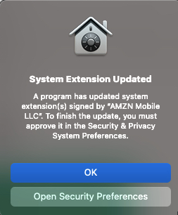 
                                    Notice saying the system extension was updated.
                                