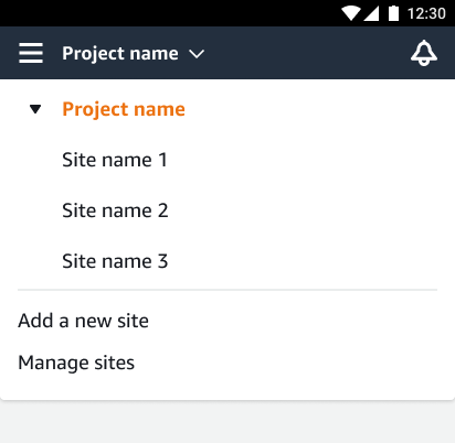 Project name dropdown with listed site names. (AI generated)