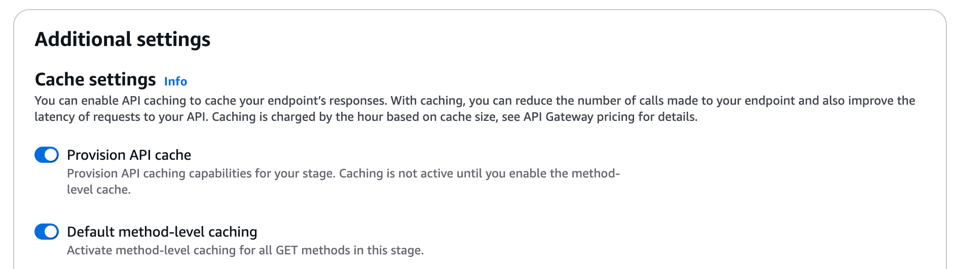 Activez le cache d'API de provisionnement et la mise en cache par défaut au niveau de la méthode.