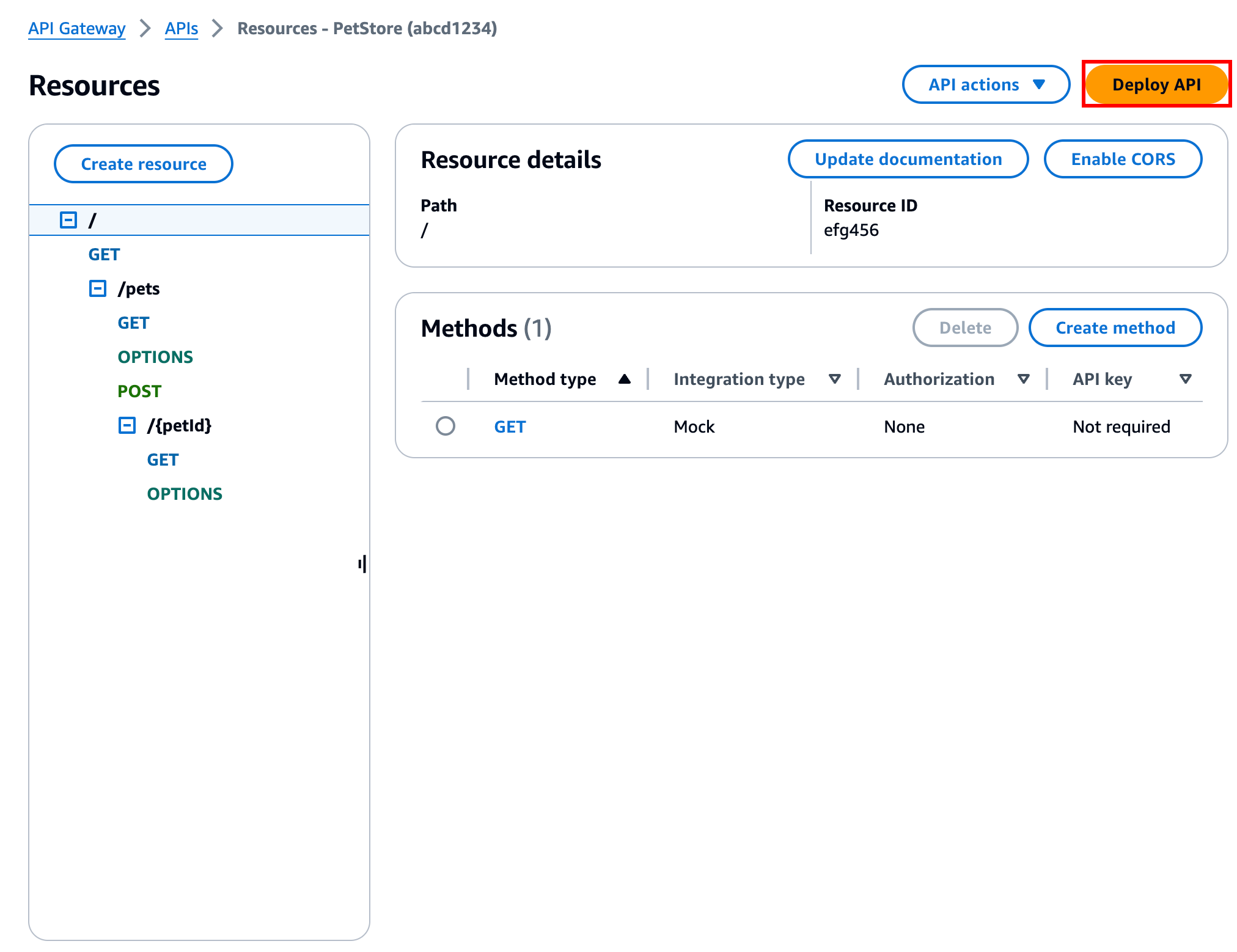 Utilisez le bouton de déploiement pour déployer votre API afin que les appelants puissent appeler votre API.