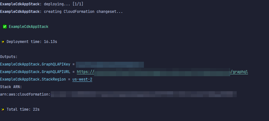 Terminal output showing a successful CloudFormation deployment. (AI generated)