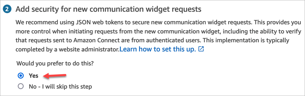 L'activation de la sécurité pour les nouvelles demandes de widgets de communication.