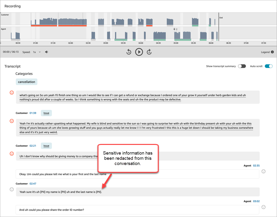 L'analyse audio et la transcription du contact.