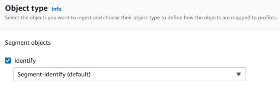 La page Options d'intégration, la section Type d'objet.