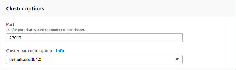 Capture d'écran présentant le volet des options du cluster avec les étapes de configuration des paramètres pour le cluster.