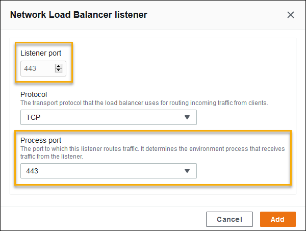 
            Exemple de configuration d'un Network Load Balancer - Ajout d'un écouteur de port 443
          