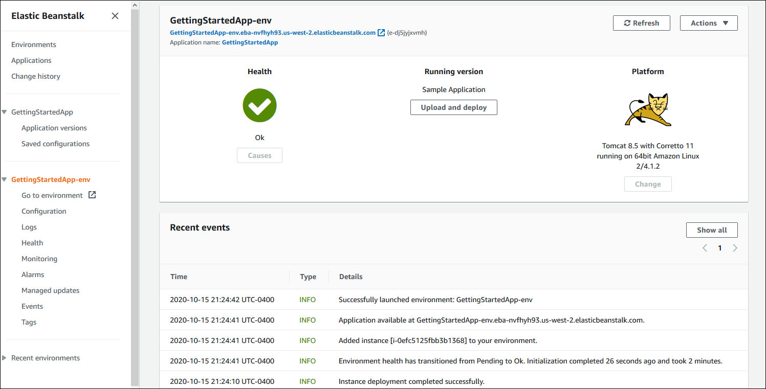 AWS Elastic Beanstalk Console