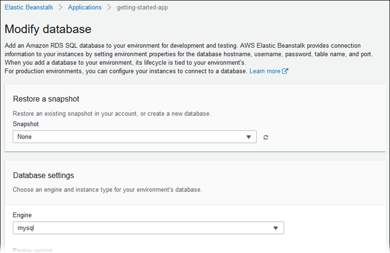 
            Page de configuration de la modification de la base de données
          