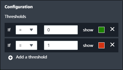 Exemple de configuration de seuil du widget d'état.