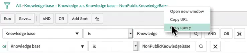 Query builder interface with Knowledge base dropdown menus. (AI generated)