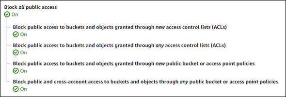 Bloquer les options d'accès public dans la console Amazon S3
