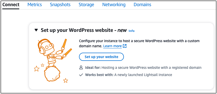 WordPress Configuration de lancement dans Lightsail.