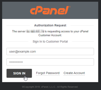 
            Demande d'autorisation de cPanel
          