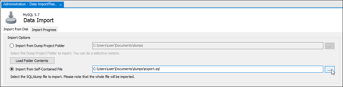 Fichier d'importation MySQL Workbench