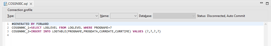 Exemple de fichier SQL utilisé par le programme modernisé.