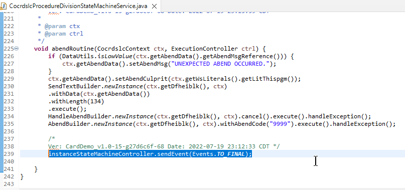 Service Statemachine utilisant un événement Statemachine Controller.