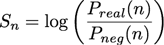
                Image contenant l'équation du score, un ratio du logarithme de cote (log-odds-ratio).
            