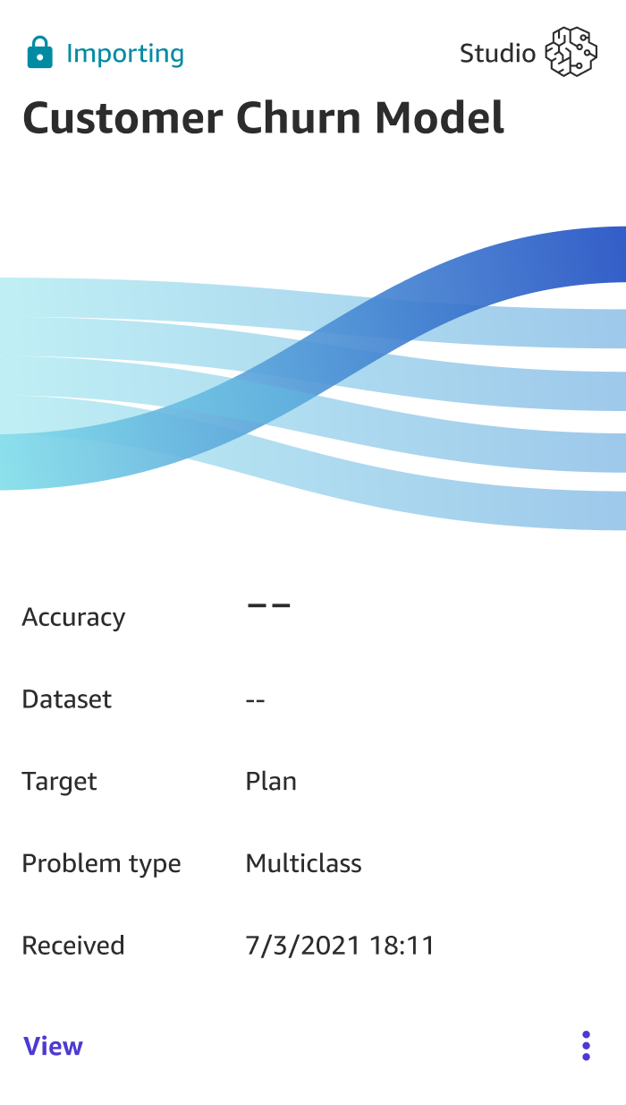 Carte modèle dans l'application SageMaker Canvas pour un modèle partagé depuis Studio Classic.