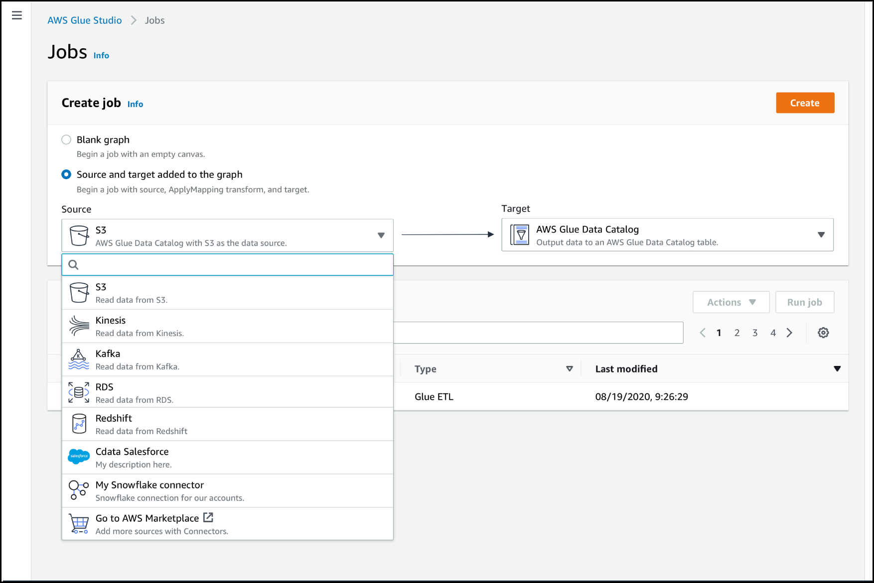 Using connectors and connections with AWS Glue Studio - AWS Glue Studio