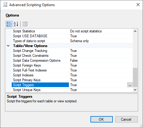 Menggunakan wizard Generate script SSMS untuk mengatur opsi pembuatan skrip tingkat lanjut.