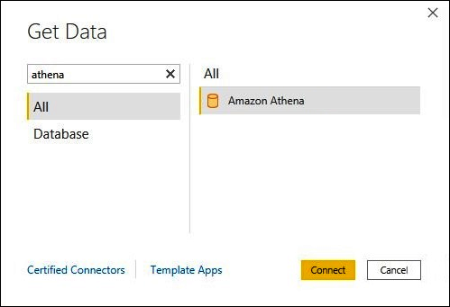 Pilih penyambung Amazon Athena
