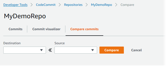 Bandingkan dua penentu commit mana pun