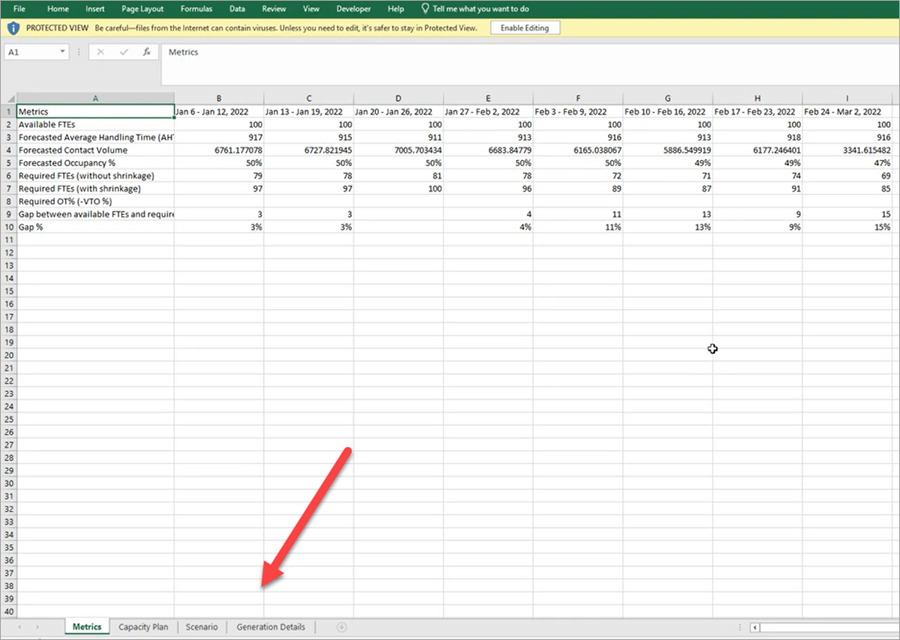 File paket kapasitas yang diunduh dibuka dengan Excel.