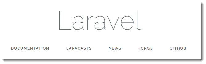 Laravel logo with navigation menu items: Documentation, Laracasts, News, Forge, GitHub.