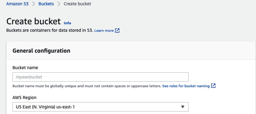 Kotak dialog di konsol Amazon S3 yang digunakan dalam mengonfigurasi bucket baru.