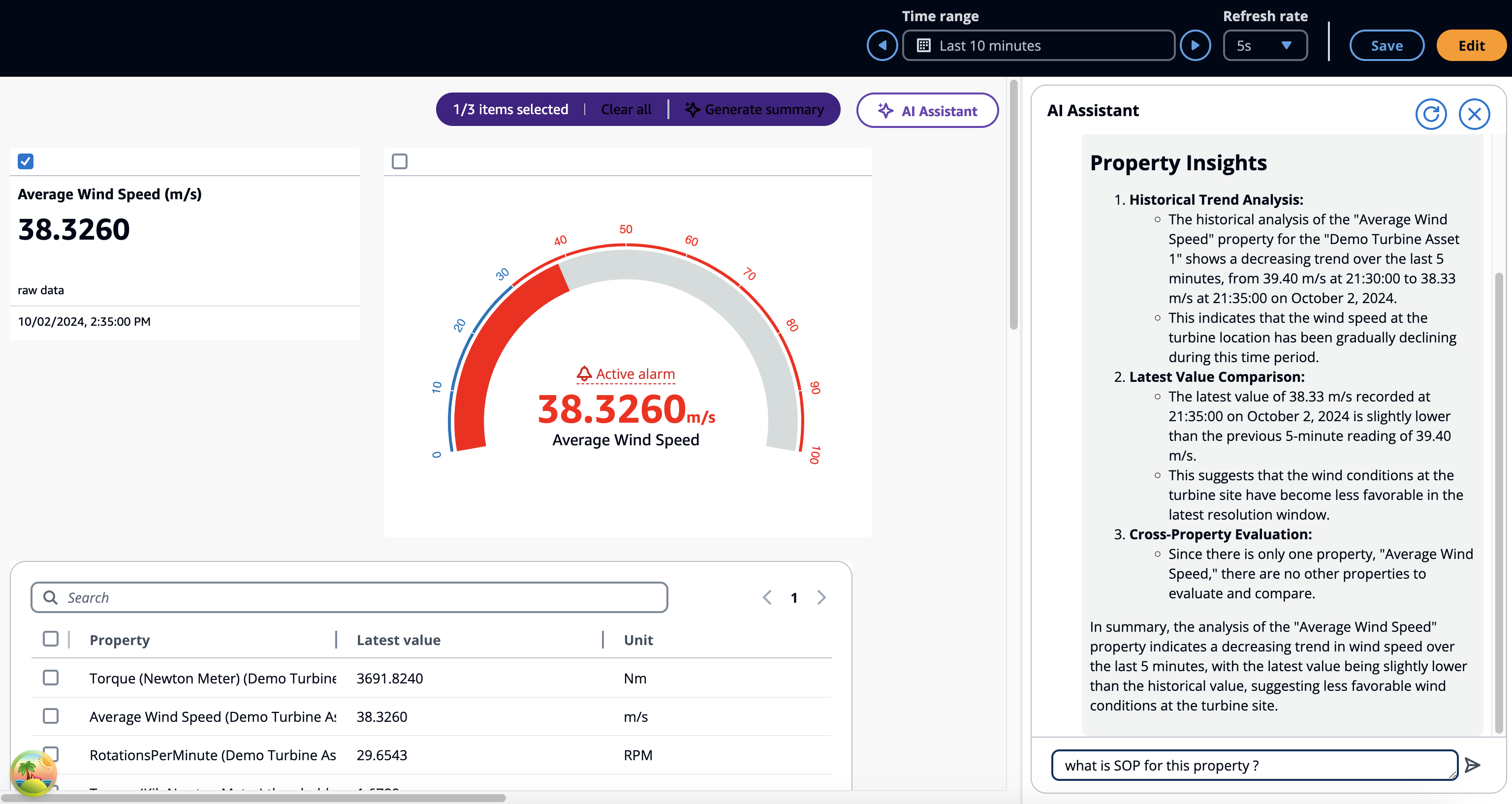 ringkasan sitatuasi dalam widget pengukur di dasbor