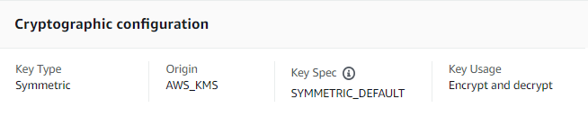 Tab konfigurasi kriptografi untuk kunci KMS enkripsi simetris