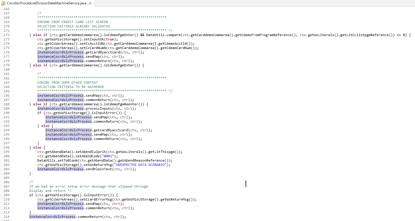 .statemachine service membuat panggilan ke implementasi proses