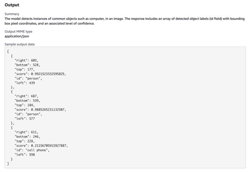 Contoh bagaimana output data model muncul ke pembeli.