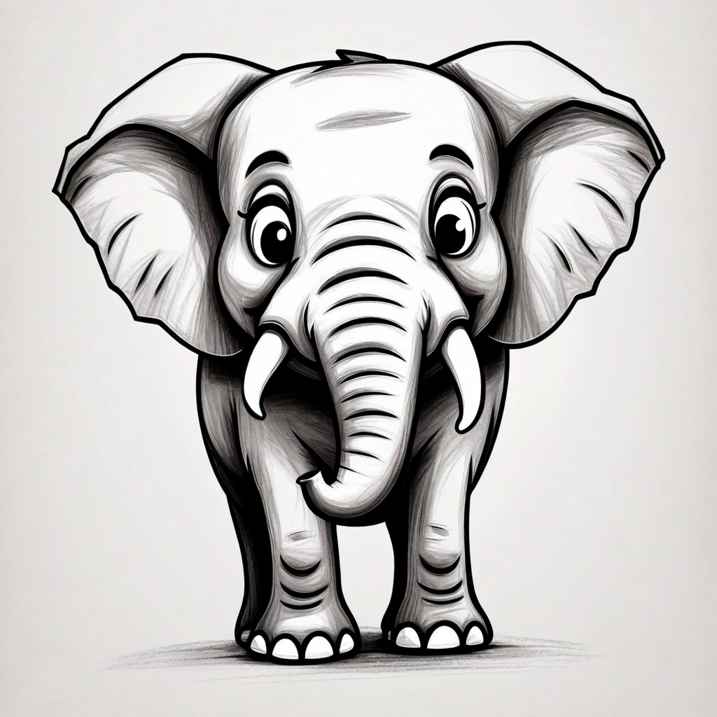 Gambar menggambarkan gajah dalam gaya sketsa desain.